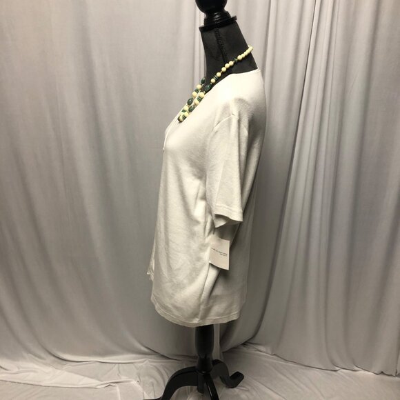 Croft and Barrow Stretch Knit Top Womens Size Large White Two Piece Look NEW - Picture 3 of 6
